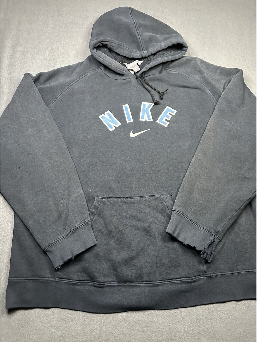 VTG Y2K NIKE Faded Black Mens XXL Embroidered Center Swoosh Spell Out Distressed